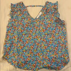 LOFT Floral Blue Blouse